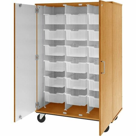 I.D. SYSTEMS 67'' Tall Maple Mobile Storage Cabinet with 18 6'' Bins 80249F67073 538249F67073
